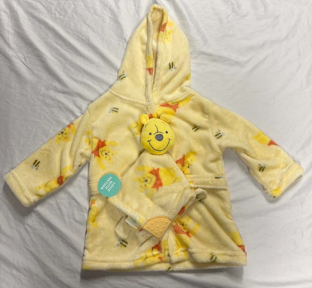 Disney Winnie The Pooh Baby Robe With Lovie Teether